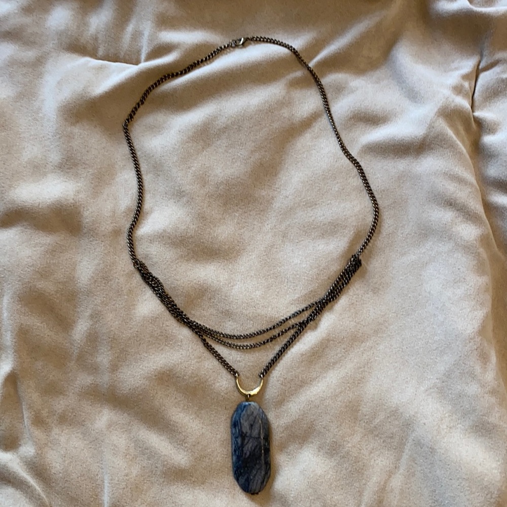 Necklace with multi-chains and stone